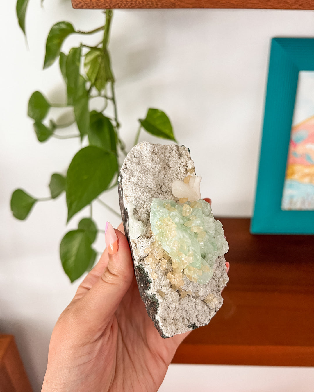 Green Apophyllite + Stilbite + Calcite Cluster // Stone of Truth + Opens Intuition