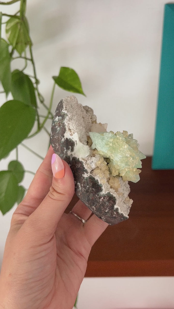 Green Apophyllite + Stilbite + Calcite Cluster // Stone of Truth + Opens Intuition