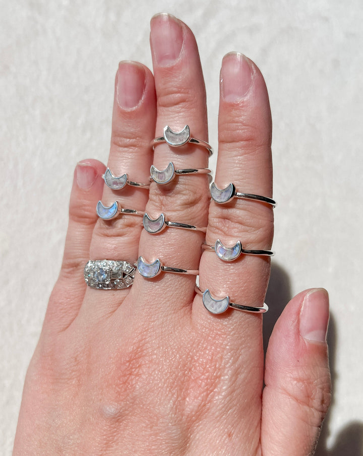 Moonstone Moon Sterling Silver Ring // Bring Change + Insight