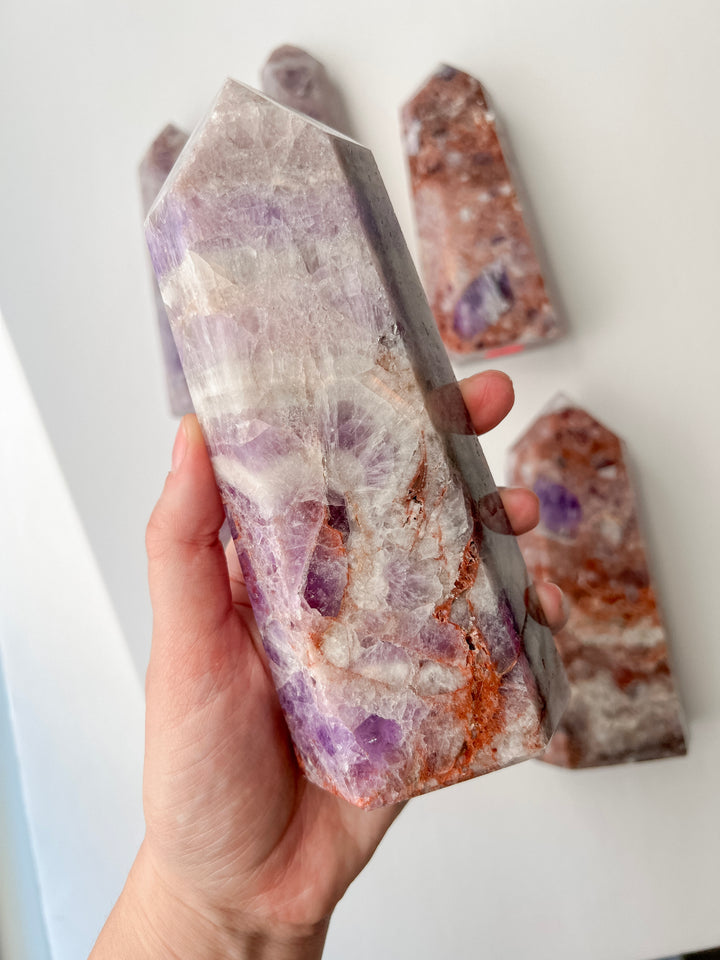 Amethyst + Fire Quartz (Hematoid) Tower // Tension + Protection + Courage
