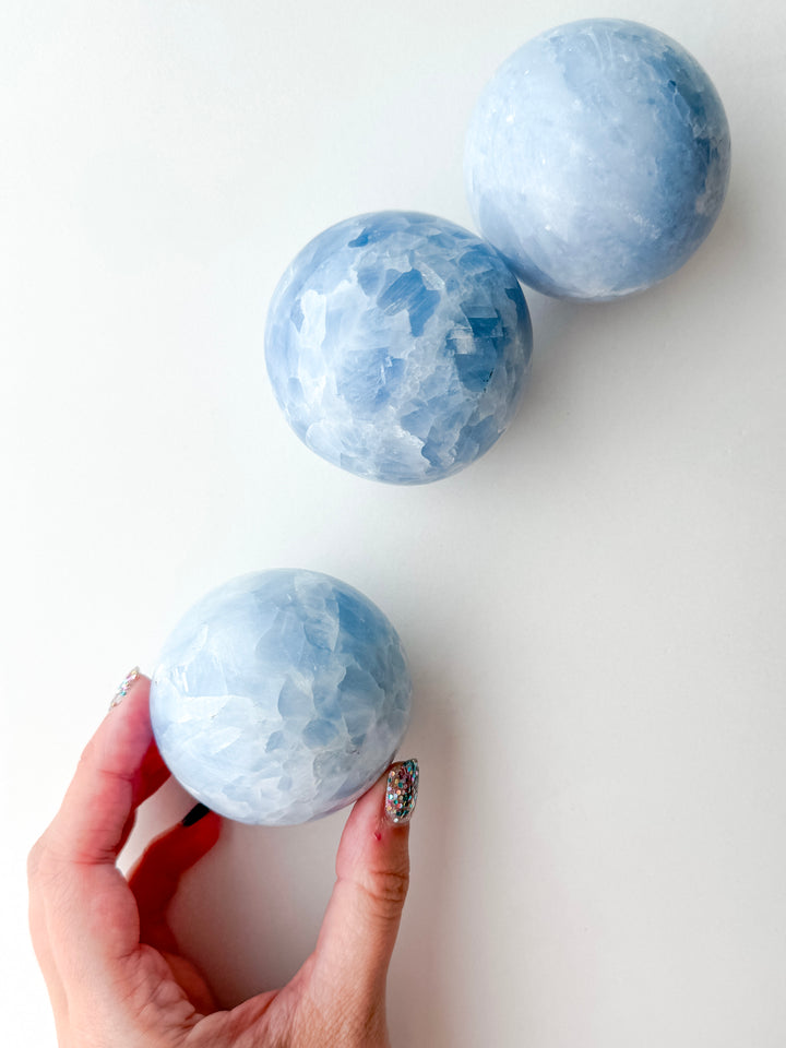 Blue Calcite Sphere // Calm + Communication