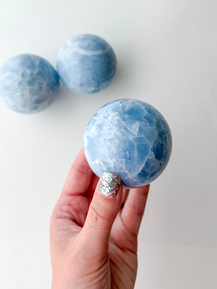 Blue Calcite Sphere // Calm + Communication