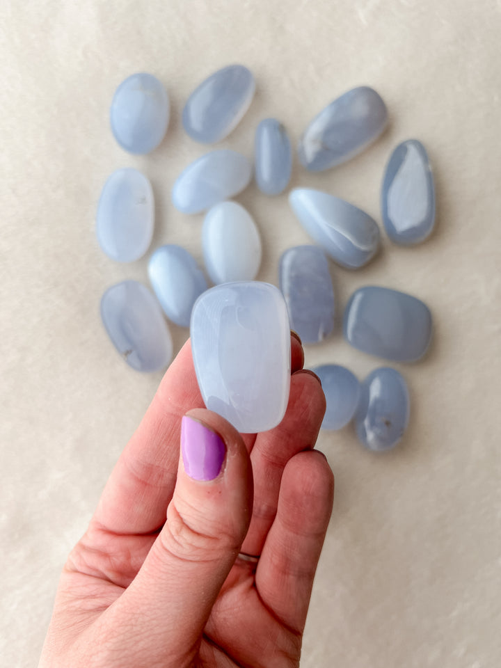 Blue Chalcedony Tumble // Self-Reflection + Open Your Heart