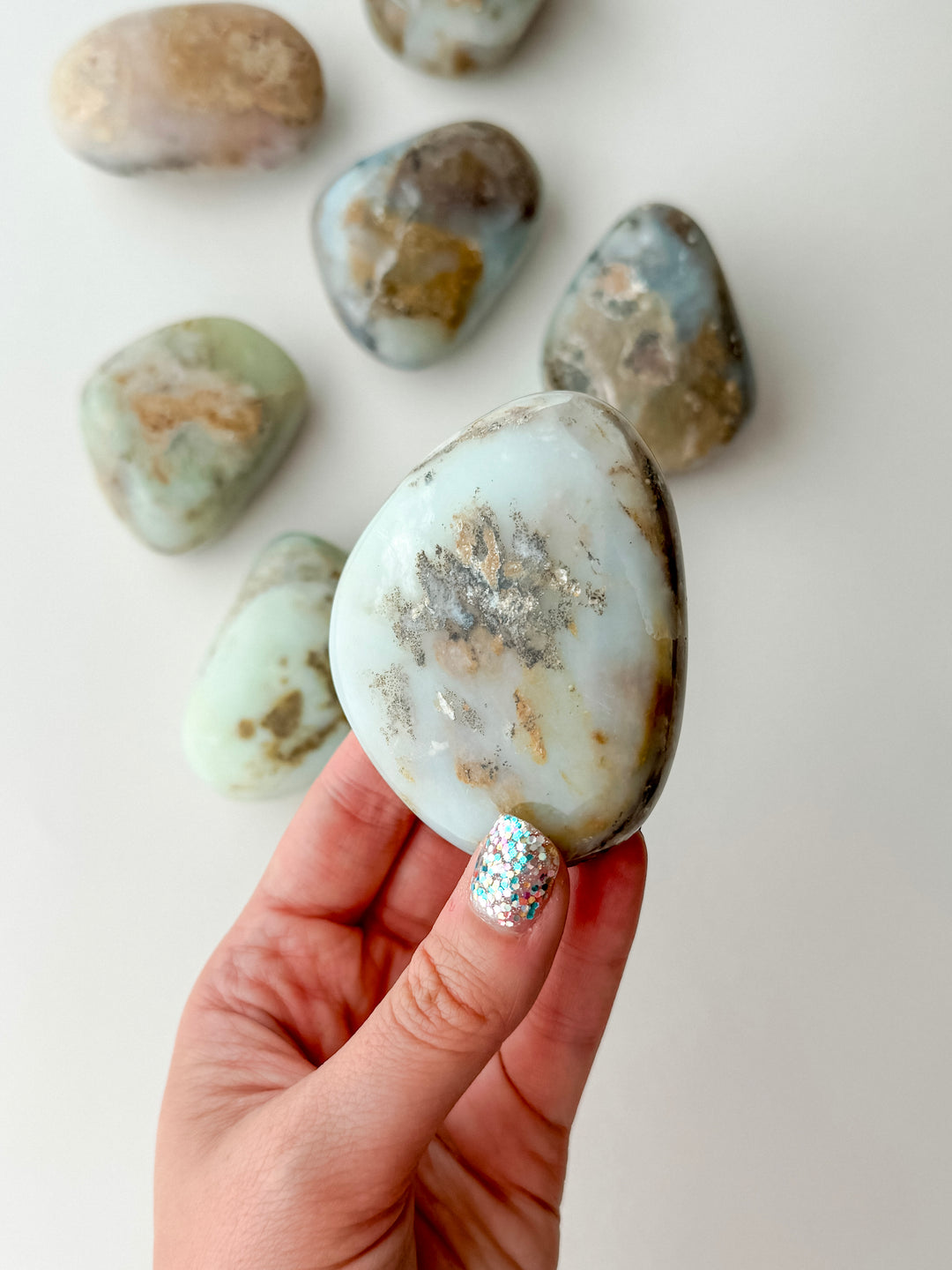 Blue Opal Freeform Palm Stone // Communication + Tranquility