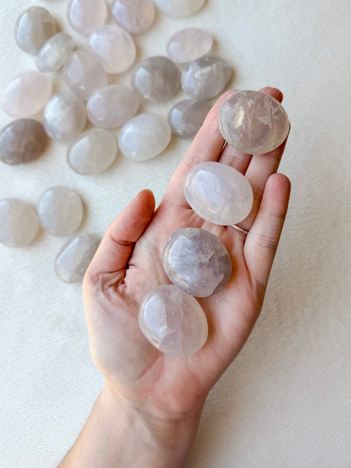 Blue Rose Quartz Palm Stone // Love + Understanding