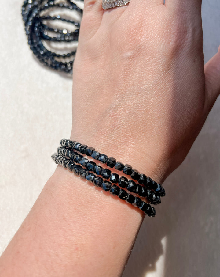 Black Spinel Crystal Stretch Bracelet | 7.5 inches