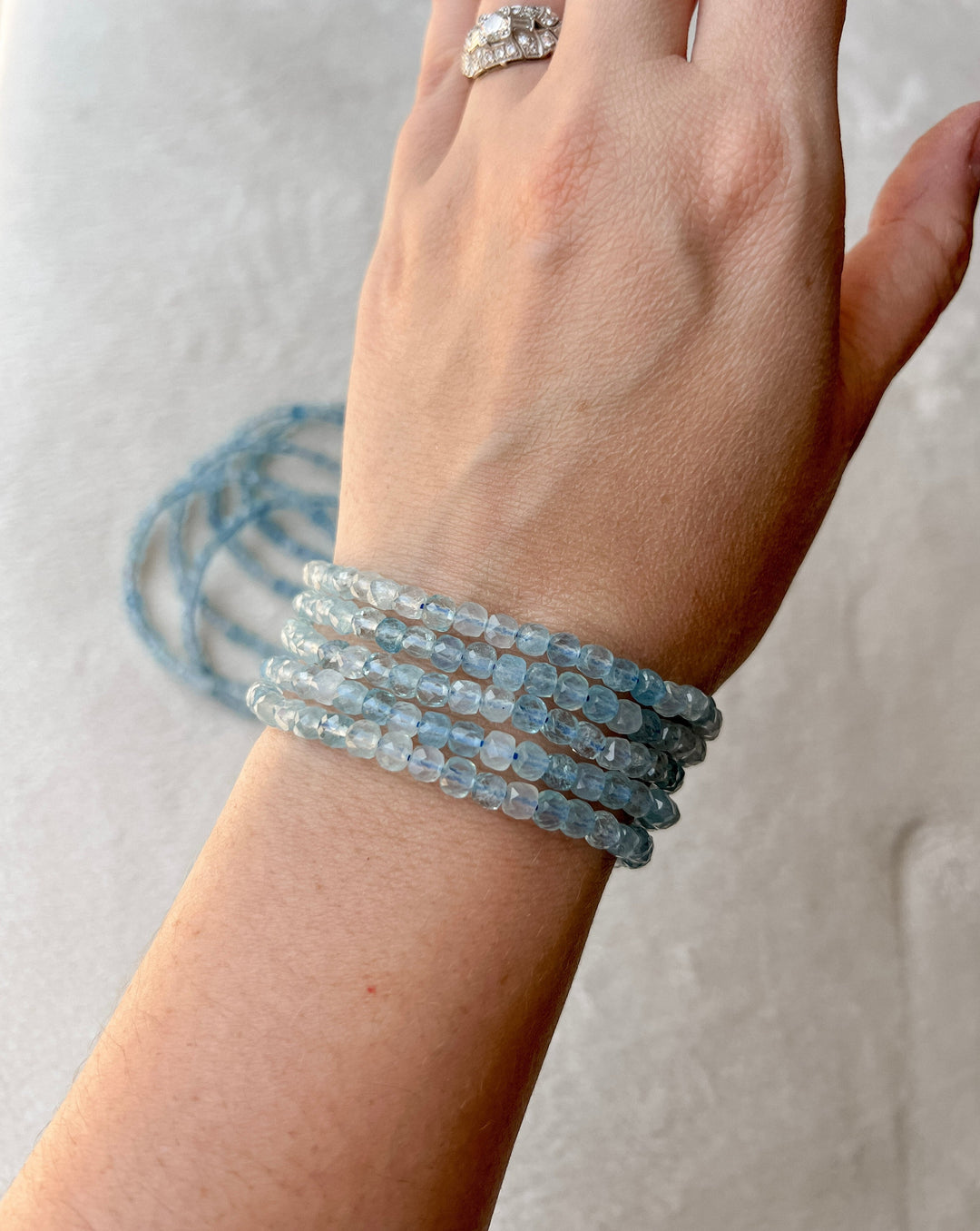 Aquamarine Crystal Stretch Bracelet | 7 inches