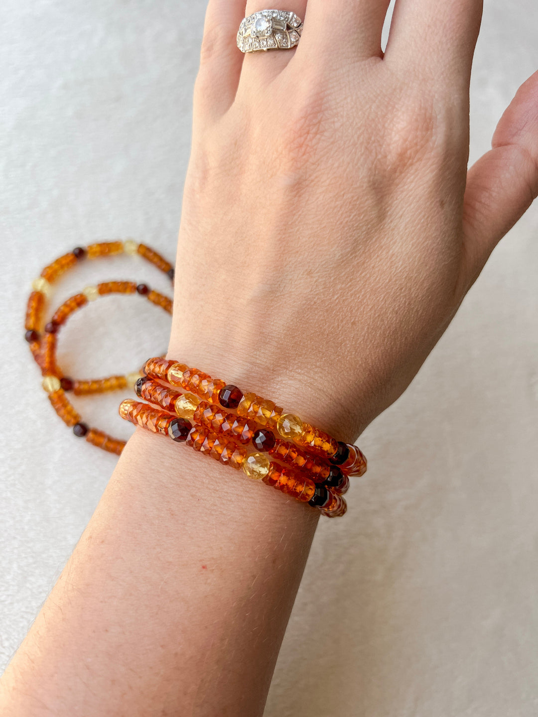 Baltic Amber Crystal Stretch Bracelet | 7 inches