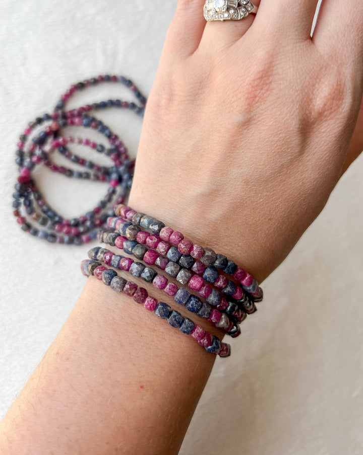 Ruby + Sapphire Crystal Stretch Bracelet | 7 inches
