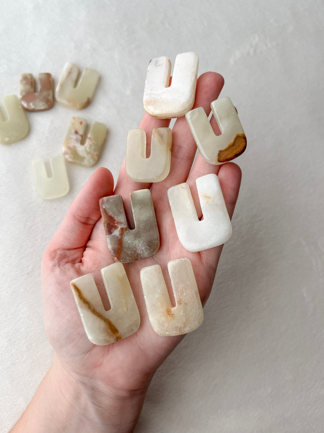 Green Onyx Letter Carving // Purify + Soothe + Rest