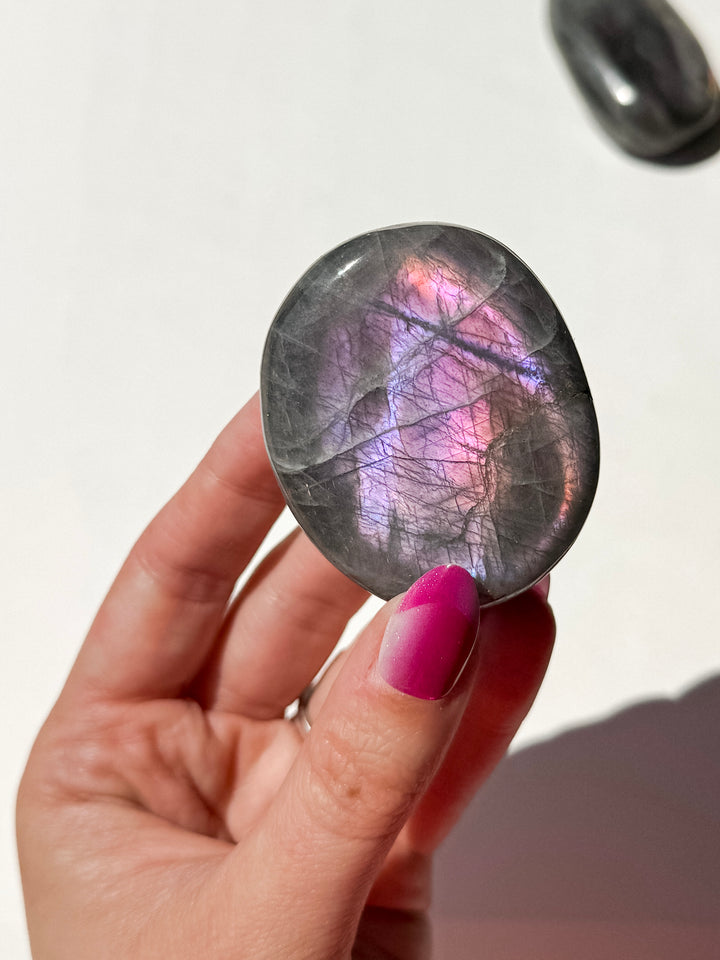 Labradorite Palm Stone (Purple Flash) // Change + Perseverance