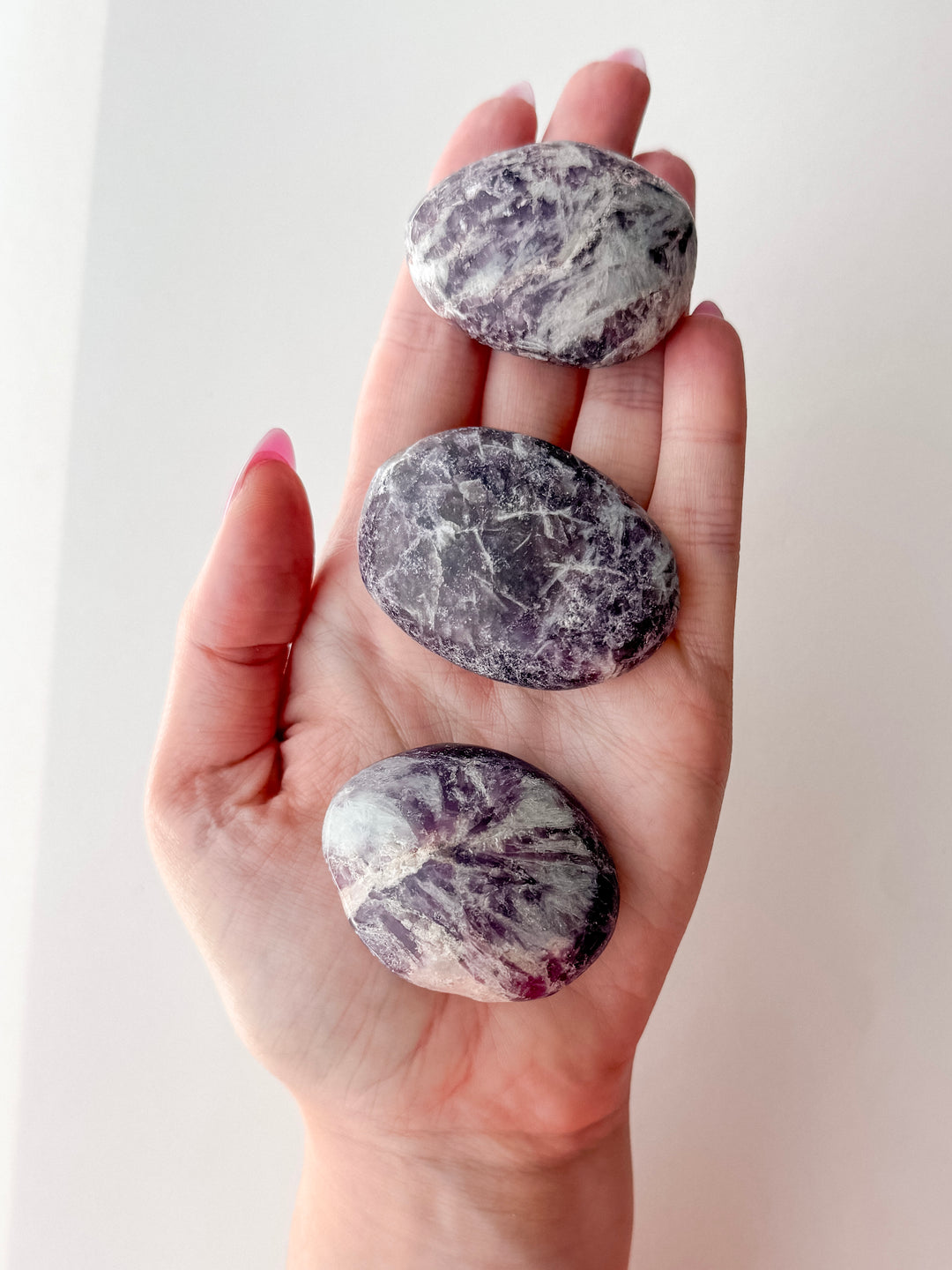 Lepidolite Palm Stone // Calming + Emotional Healing