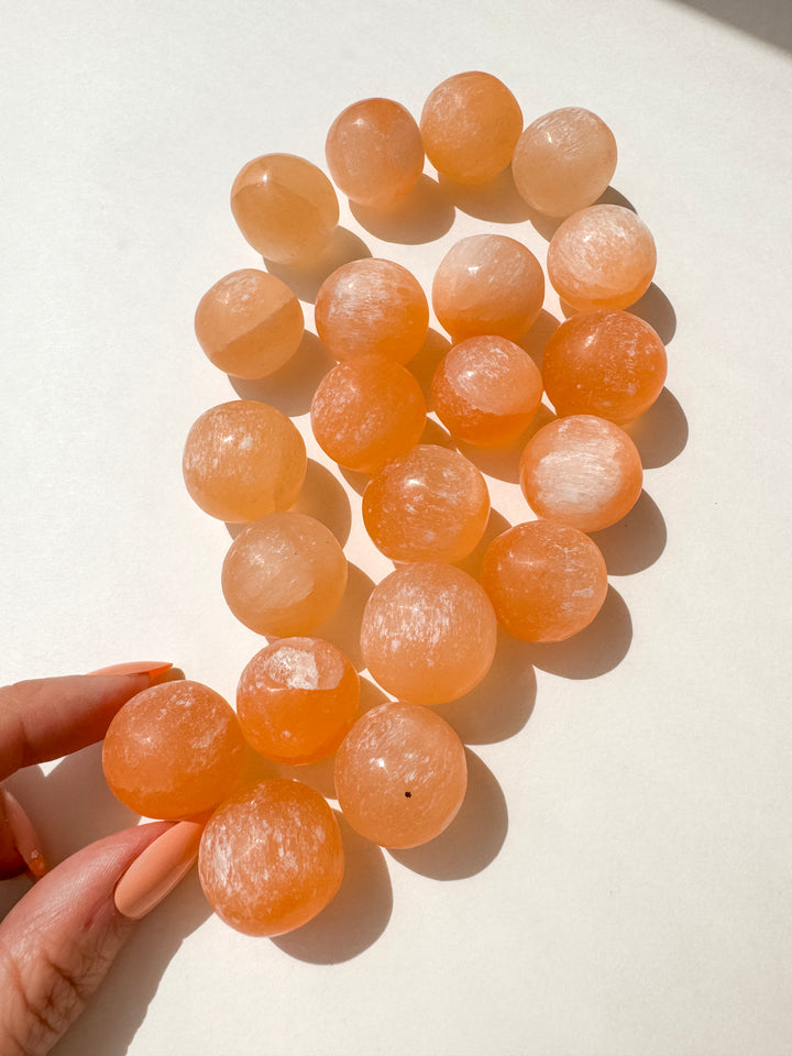 Peach Selenite Sphere // Protection + Insight + Flexibility