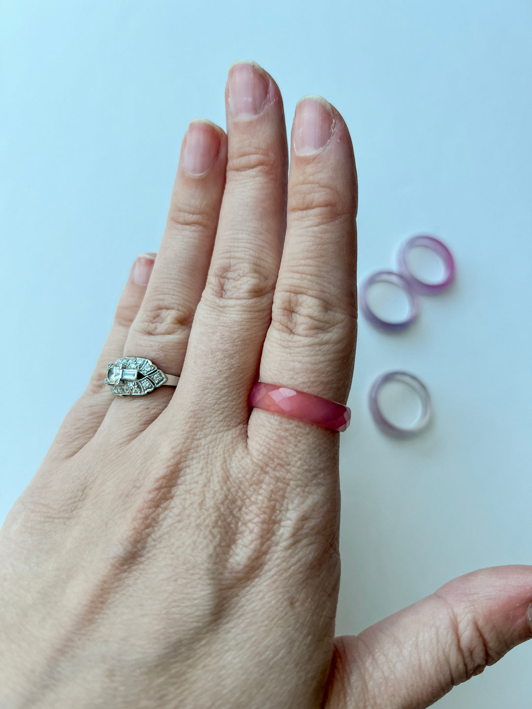 Pink Agate Faceted Ring (Dyed) // Grounding + Soothing + Balance