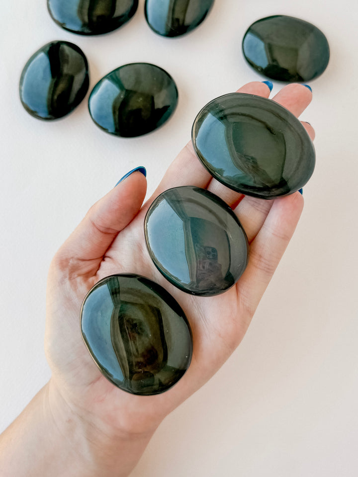 Rainbow Obsidian Palm Stone // Healing + Protection