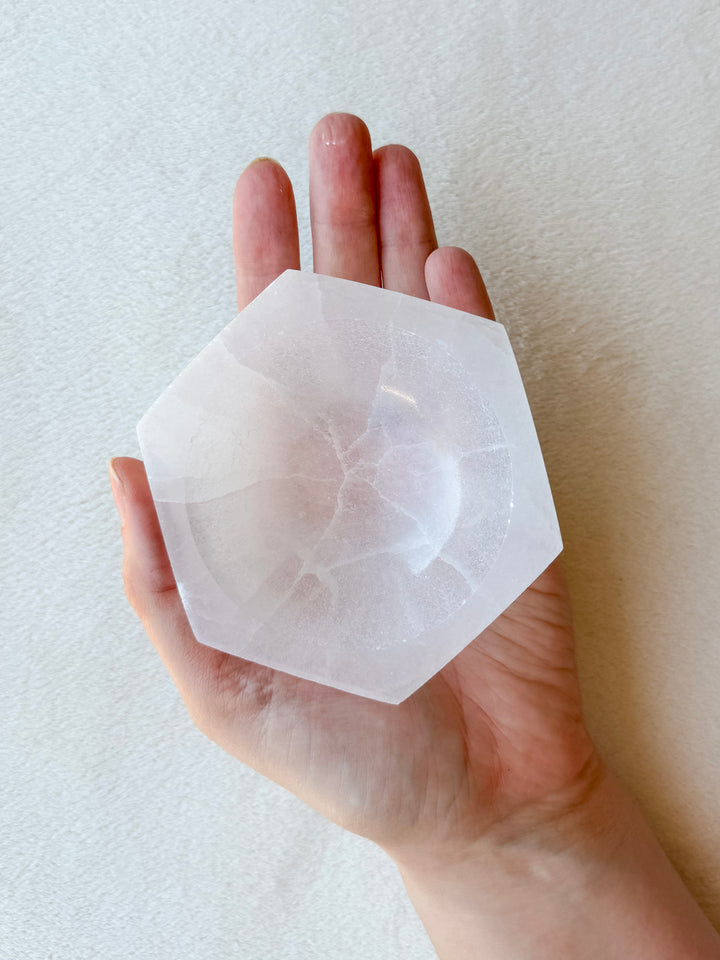 Selenite Hexagon Bowl // Cleansing + Peace