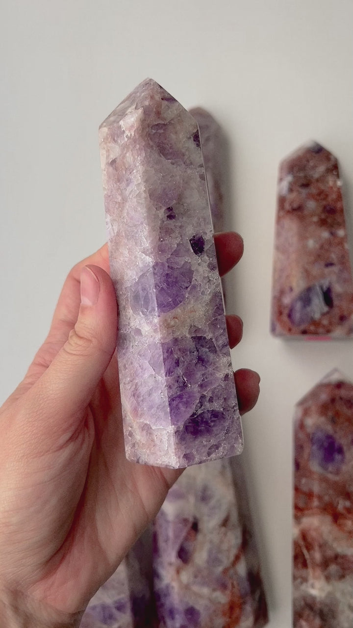 Amethyst + Fire Quartz (Hematoid) Tower // Tension + Protection + Courage