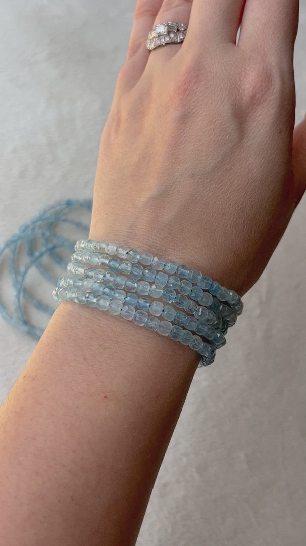 Aquamarine Crystal Stretch Bracelet | 7 inches