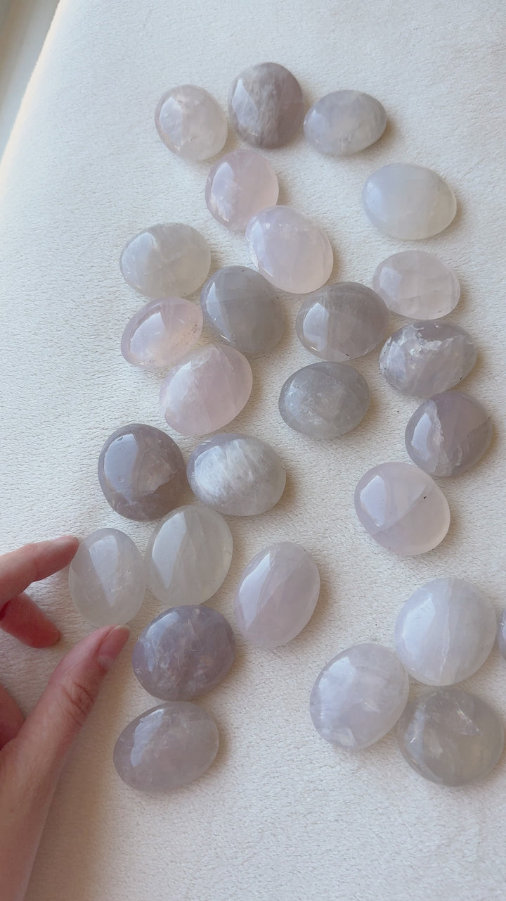 Blue Rose Quartz Palm Stone // Love + Understanding