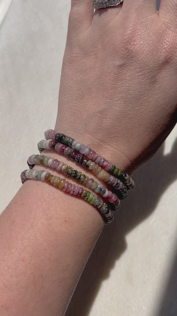 Multicolored Tourmaline Crystal Stretch Bracelet