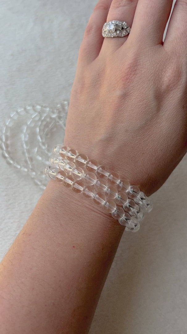 Clear Quartz Crystal Stretch Bracelet | 7 inches