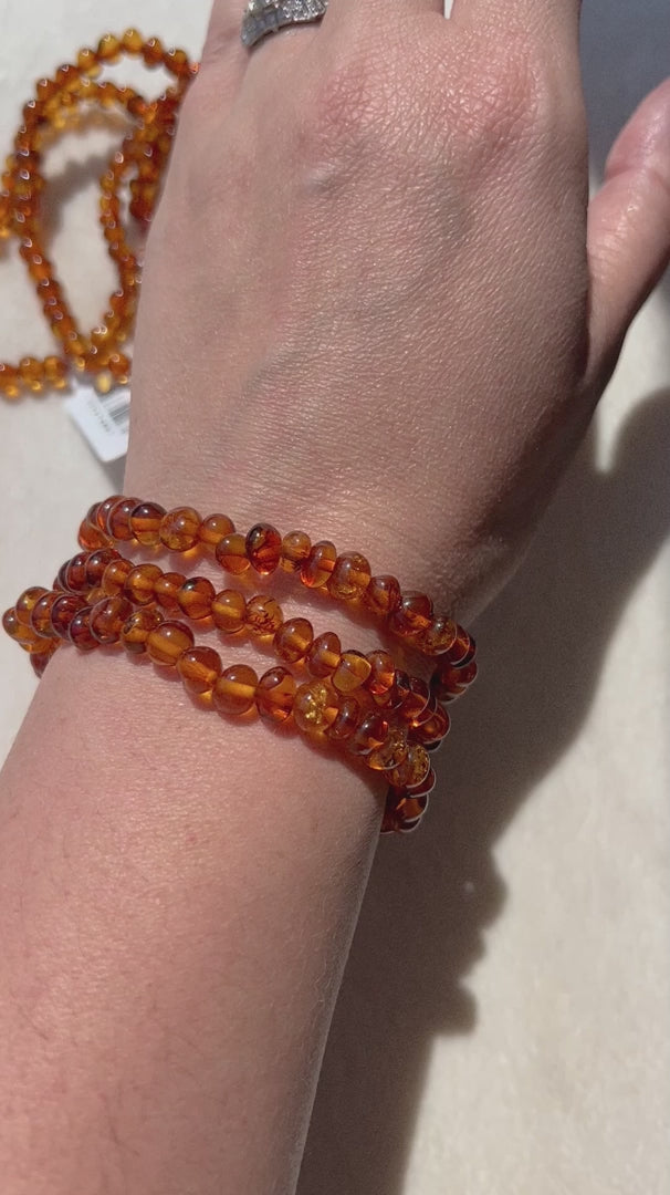 Baltic Amber Crystal Stretch Bracelet | 7 inches