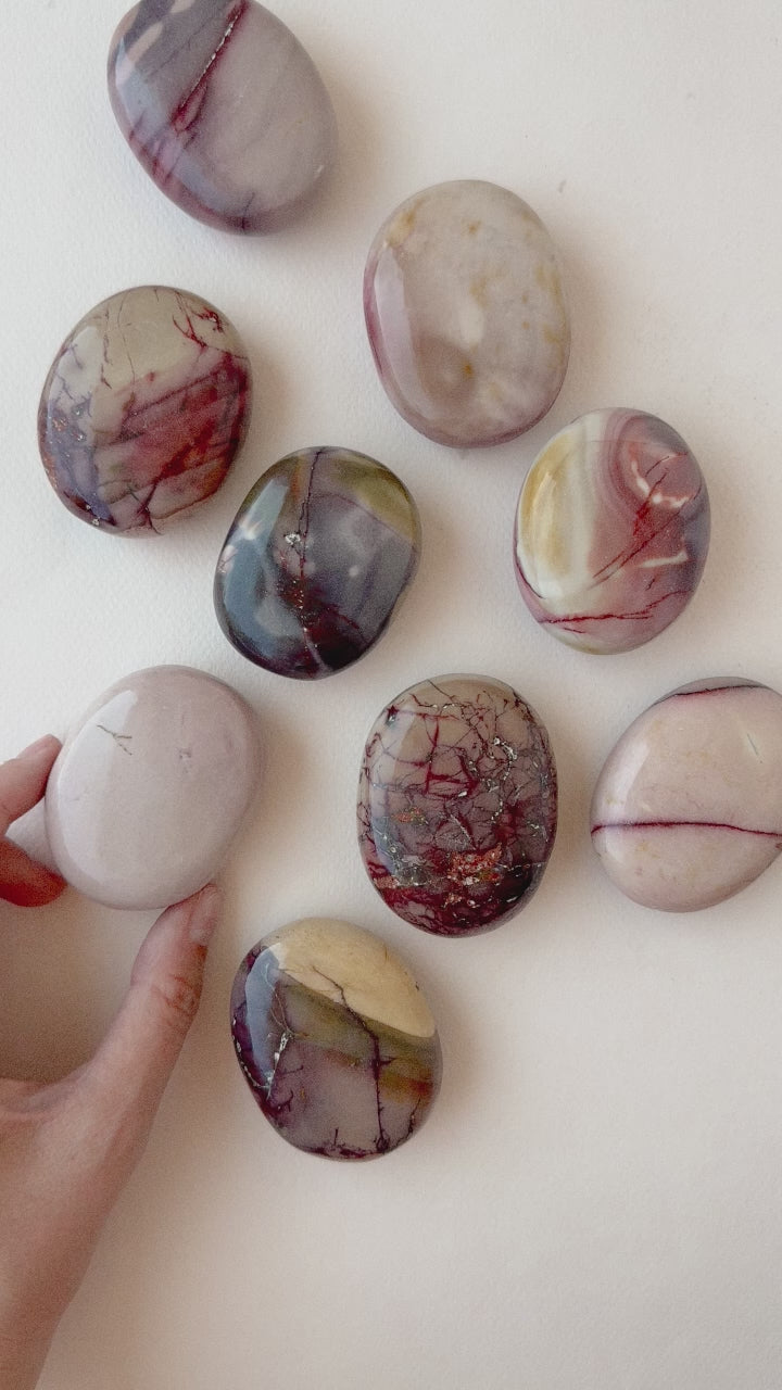 Mookaite Jasper Palm Stone // Grounding + Vitality