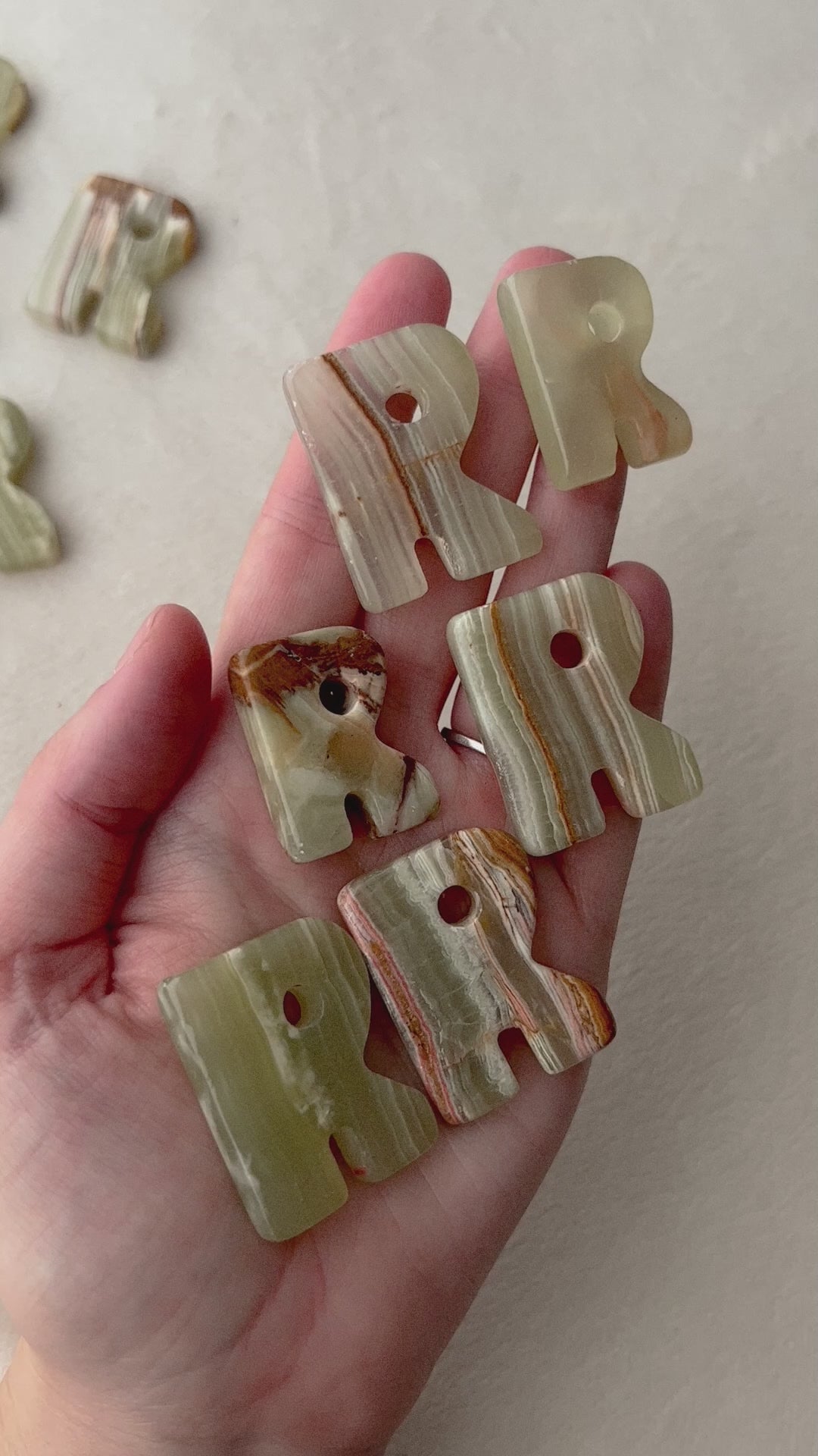 Green Onyx Letter Carving // Purify + Soothe + Rest