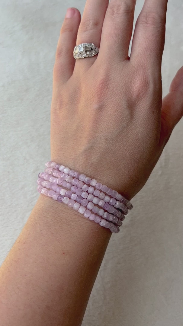Kunzite Crystal Stretch Bracelet | 7 inches