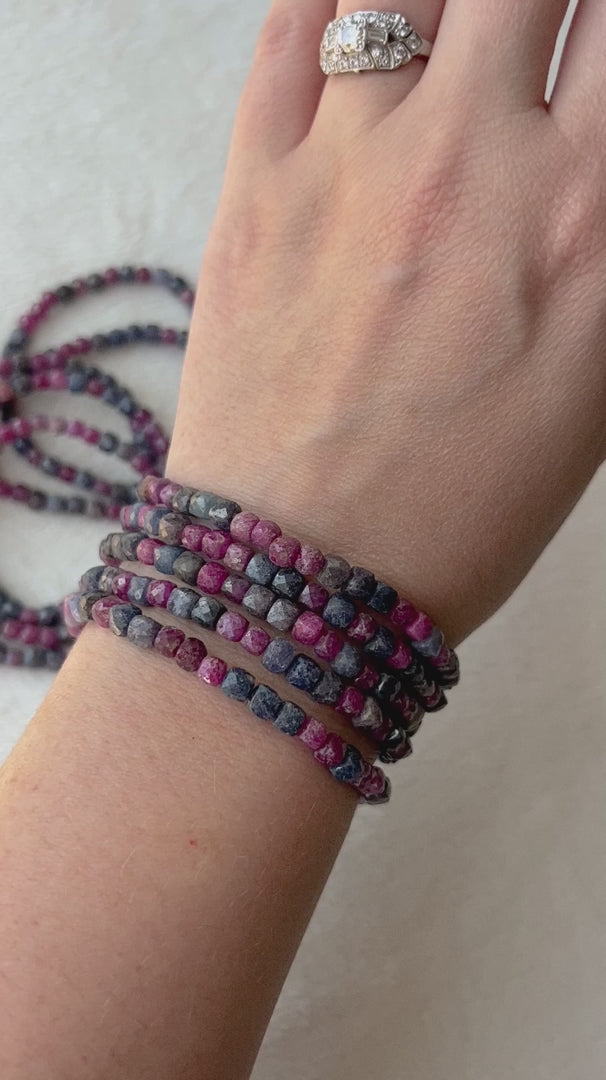 Ruby + Sapphire Crystal Stretch Bracelet | 7 inches