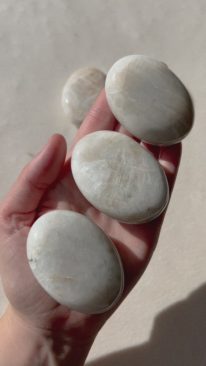 White Moonstone Palm Stone // Bring Change + Insight