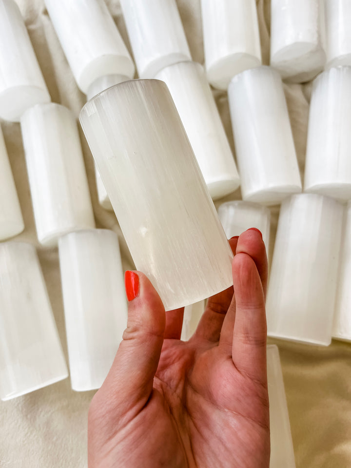 Selenite Cylinder Tower // Cleansing + Peace