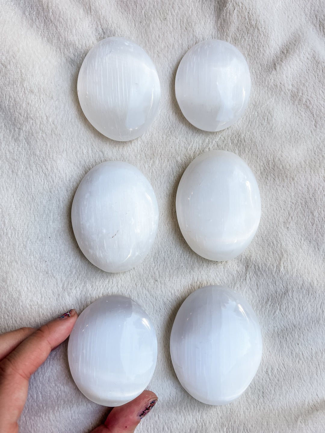 Selenite Palm Stone // Cleansing + Peace