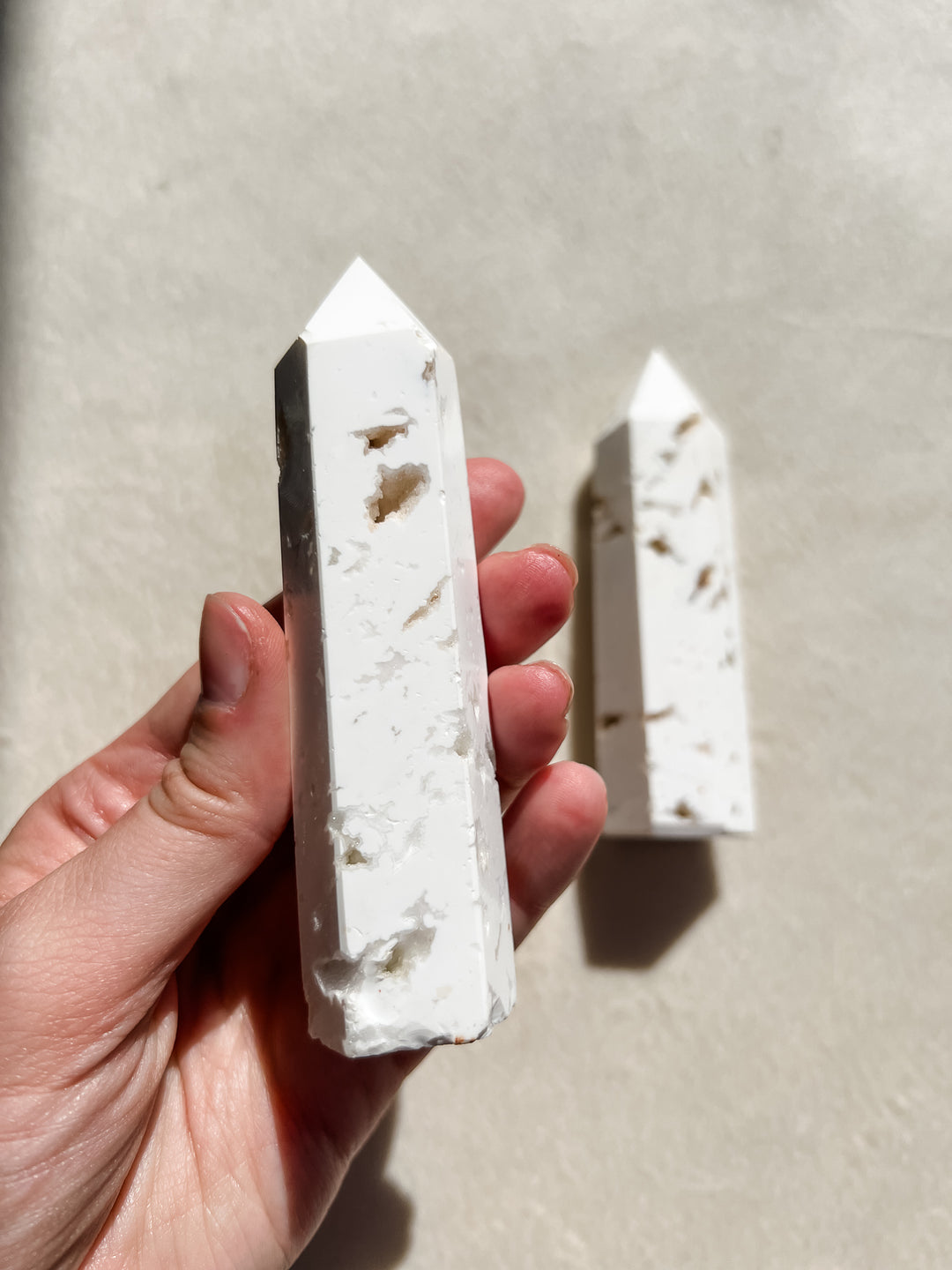 White Druzy Agate (Snowflake) Tower // Grounding + Soothing + Balance
